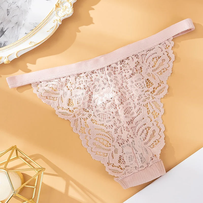 Women Underwear Panties Solid Comfort Underpants Seamless Lace Briefs for Female Sexy Hollow Out Low Rise Panty Intimates