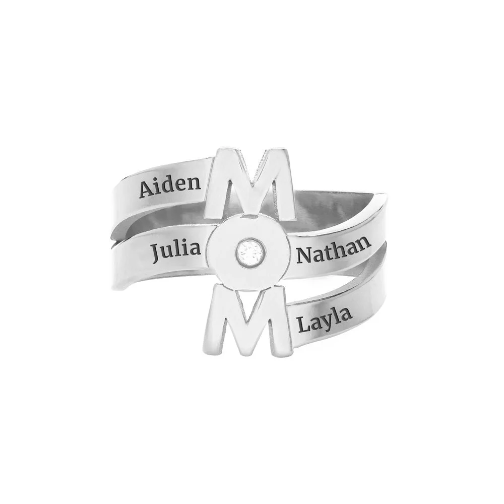 Custom Names The Mom Birthstone Ring