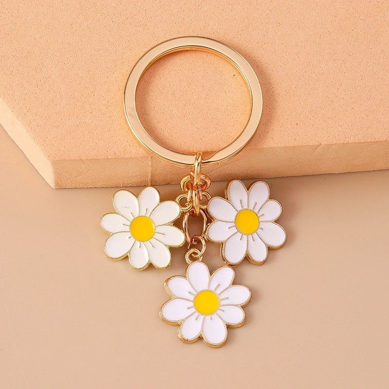 Sweet Flower Alloy Enamel Keychain