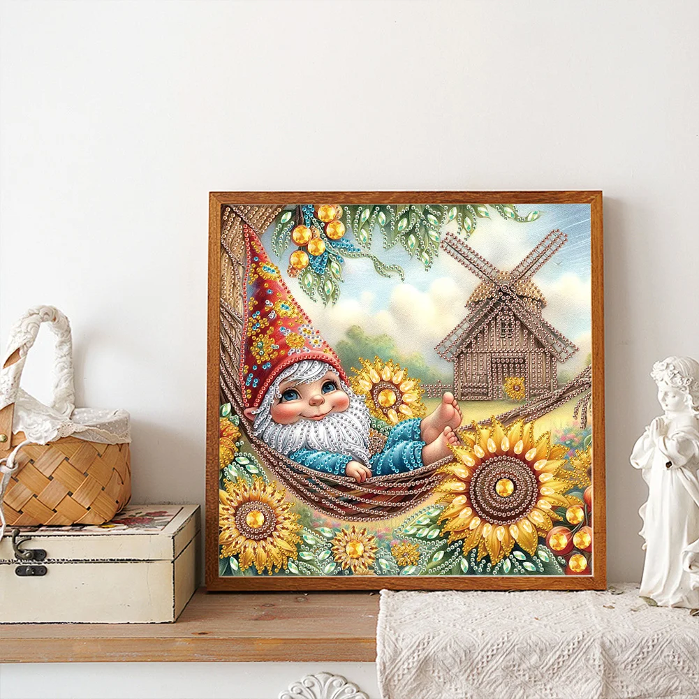 Diamond Painting - Partial Special Shaped Drill - Sunflower Gnome(Canvas|30*30cm)