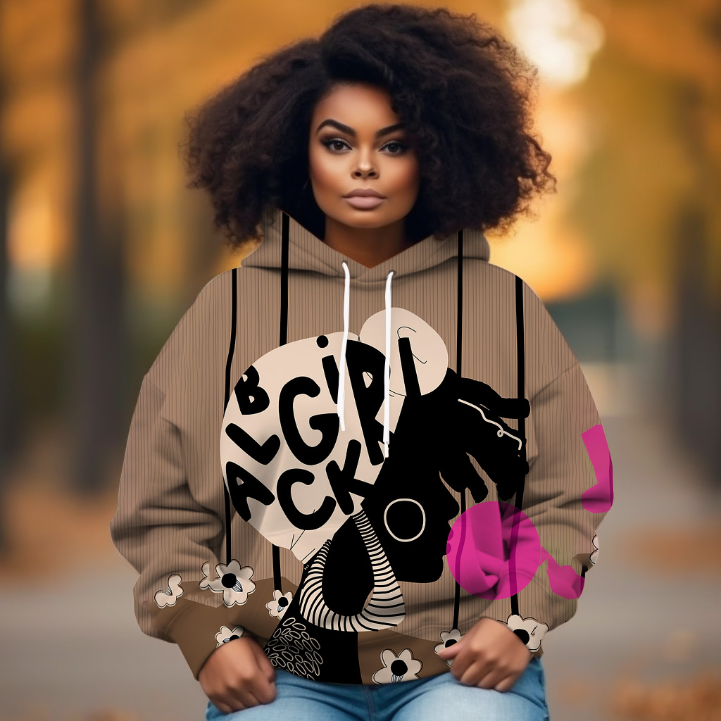 Fashionable And Interesting Illustrated Printed Long-Sleeved Hoodie