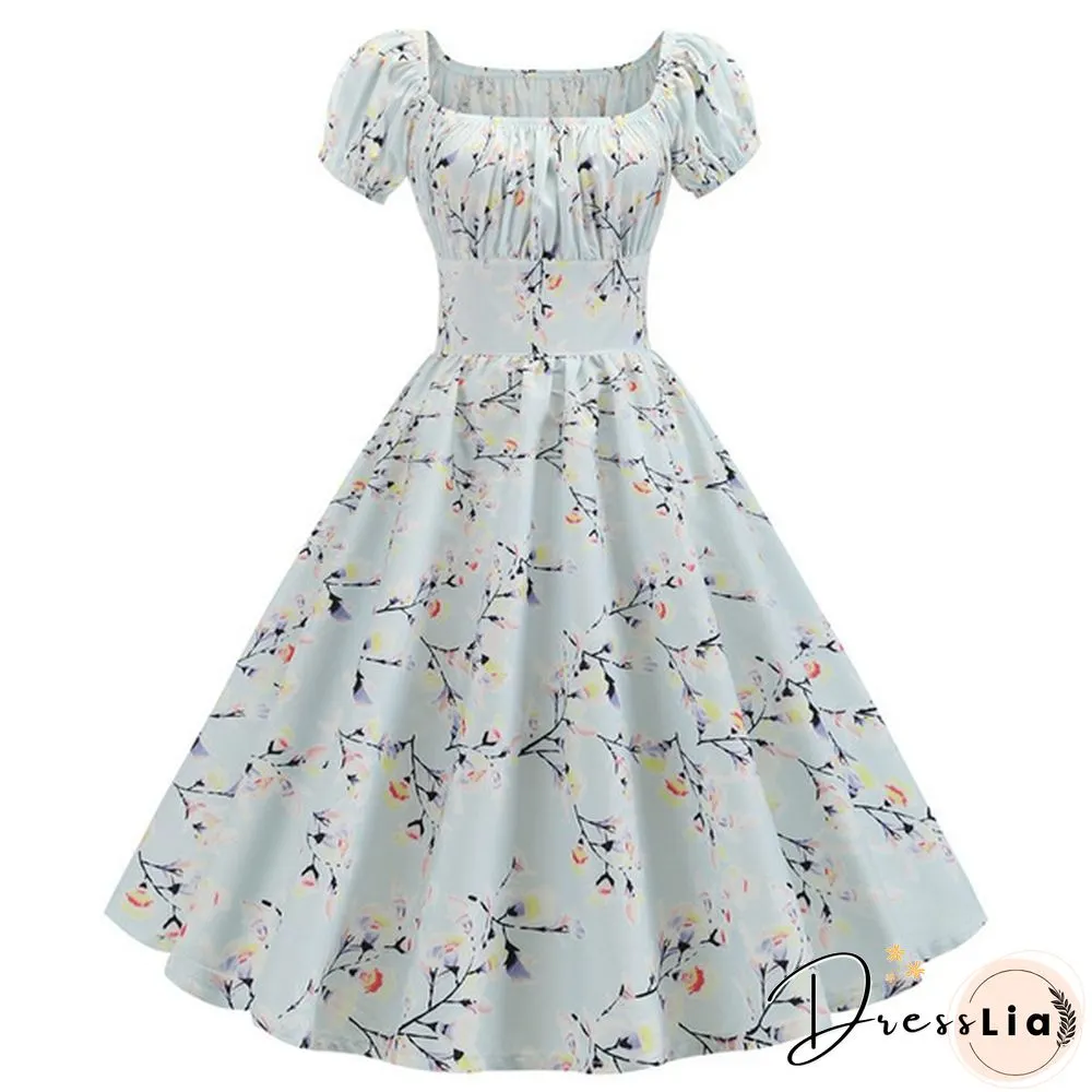 Plus Size Party Dress Rockabilly Vintage Womens Fashion Summer Casual Short Sleeve Ladies