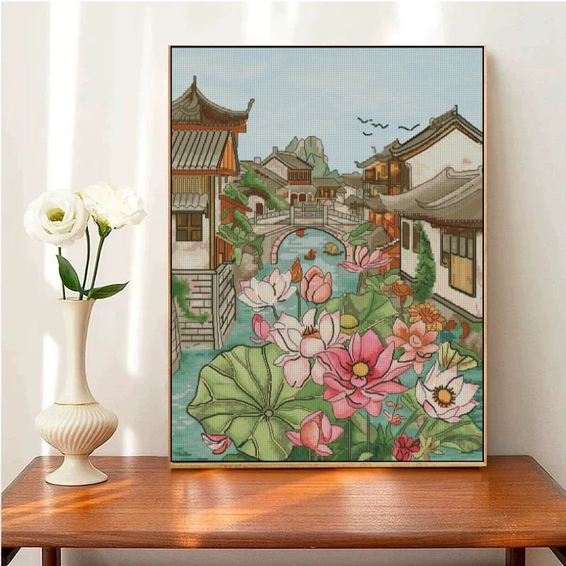 [CC906-Water Town Lotus]  Painting Fairy Cross Stitch