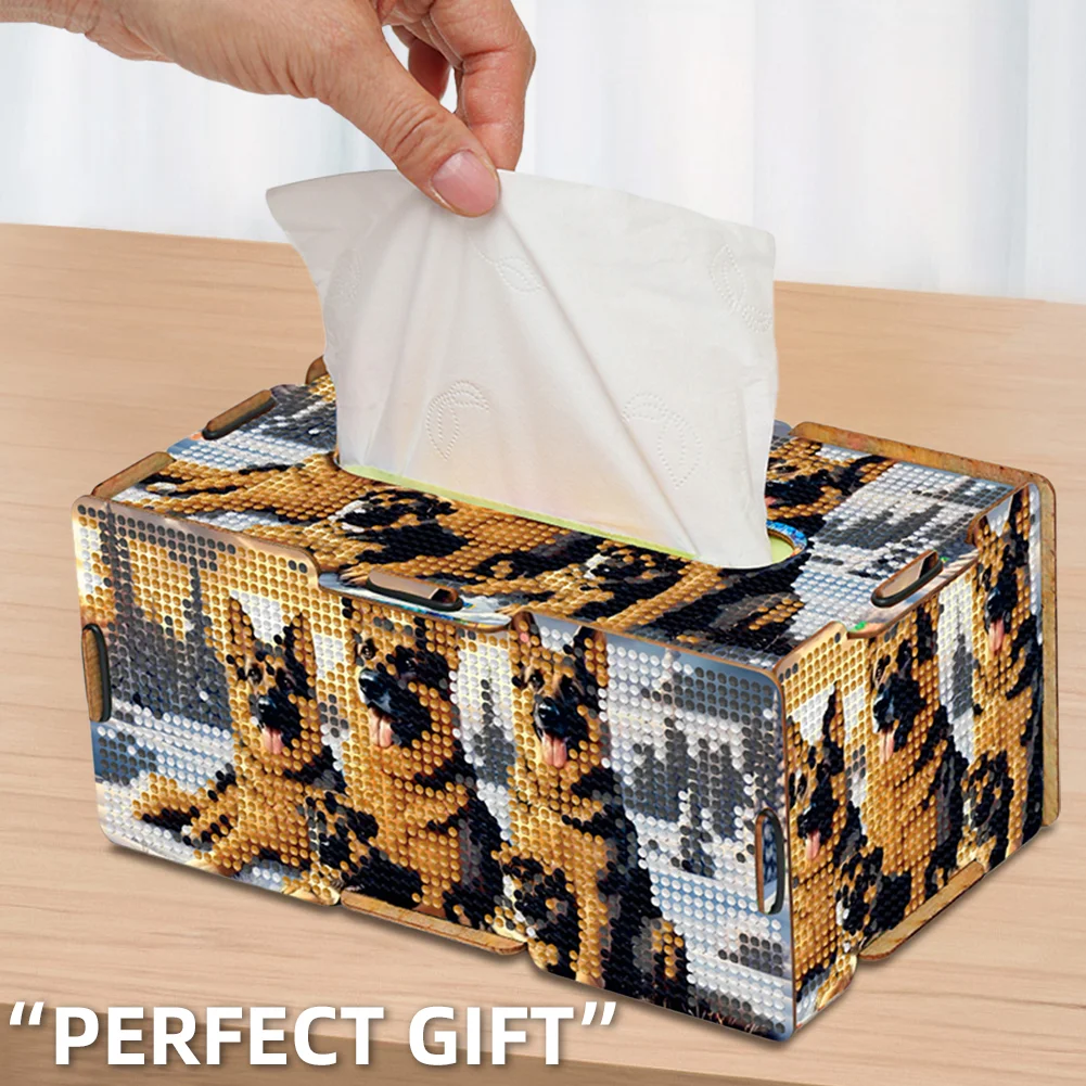Diamond Painting Tissue Box Kits Decorative Rhinestone Craft Kit (Winter Hound)