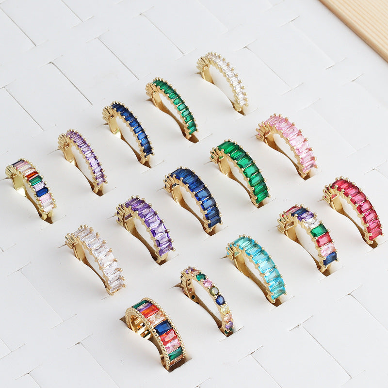 Minimalist Women Diamond Metal Geometric Zircon Rings