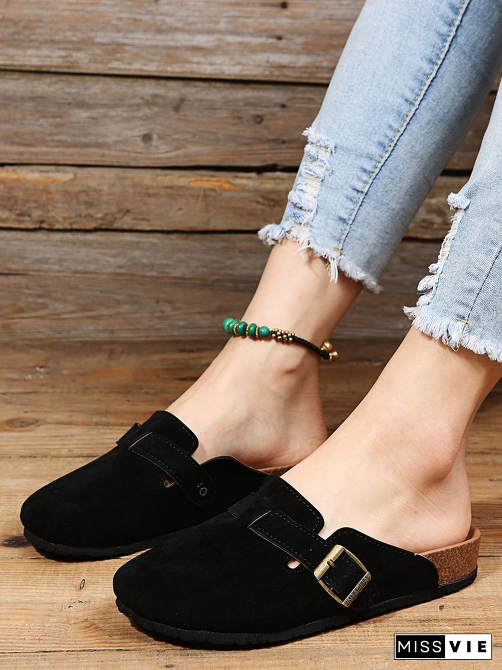 Solid Color Vintage Casual Mules