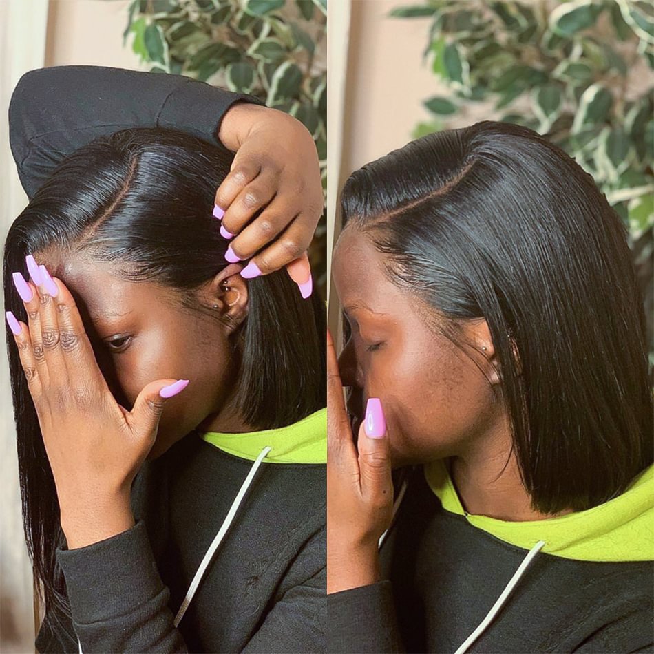 Short Bob  Wigs With Bangs Natural  For Black Women US Mall Lifes