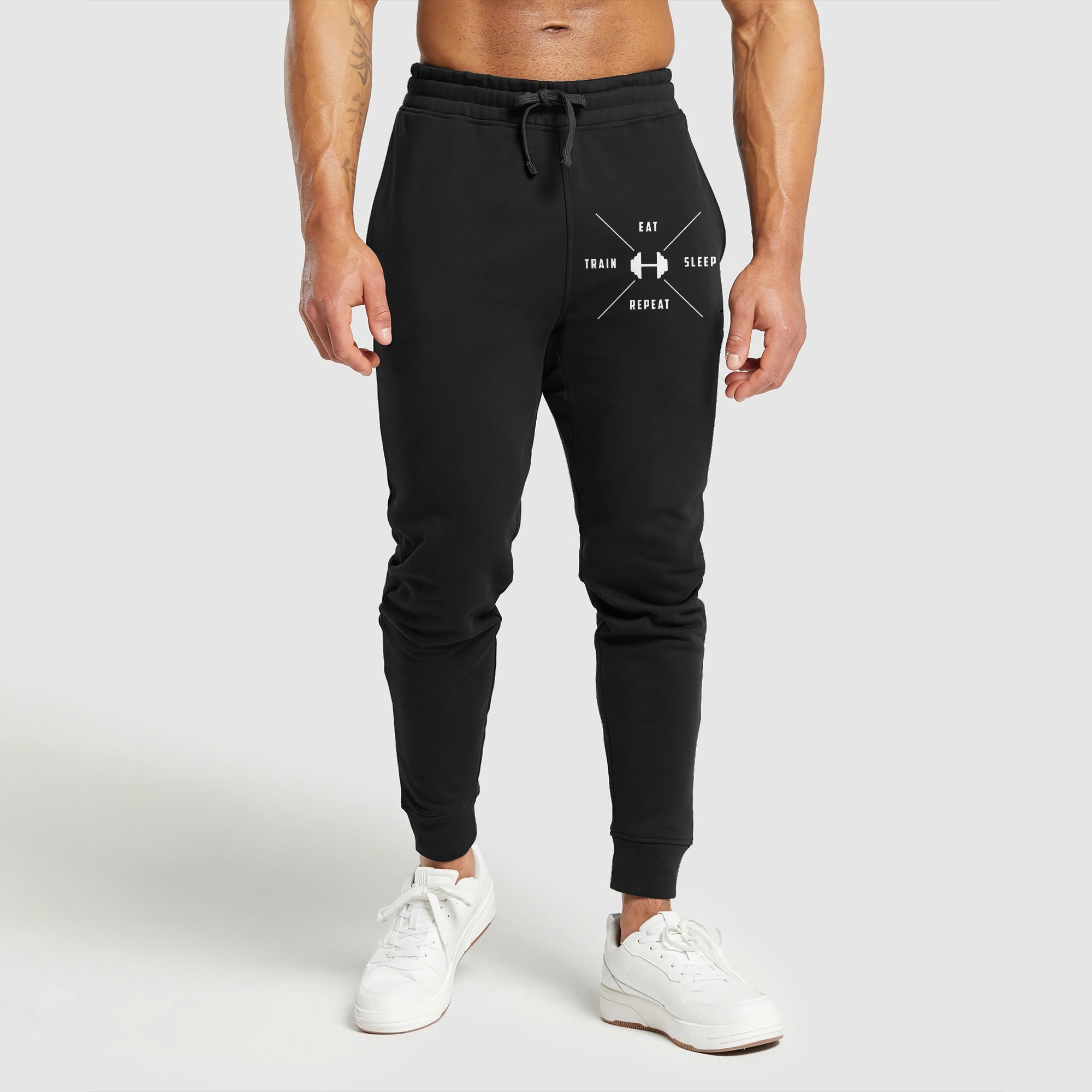 TRAIN EAT SLEEP REPEAT Graphic Print Performance Sweatpants