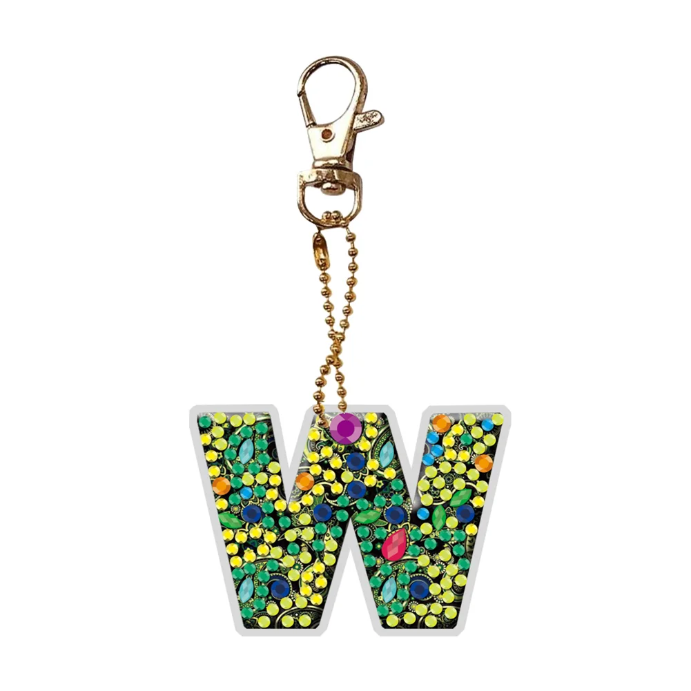 DIY Handmade Gem Keychains Letters Lady Bag Pendant