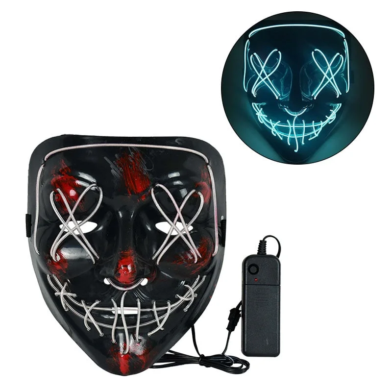 Cosmask Halloween Party Led Mask Masque Masquerade Neon Light Glow In The Dark Mascara Horror Glowing Masks Costume Supplies