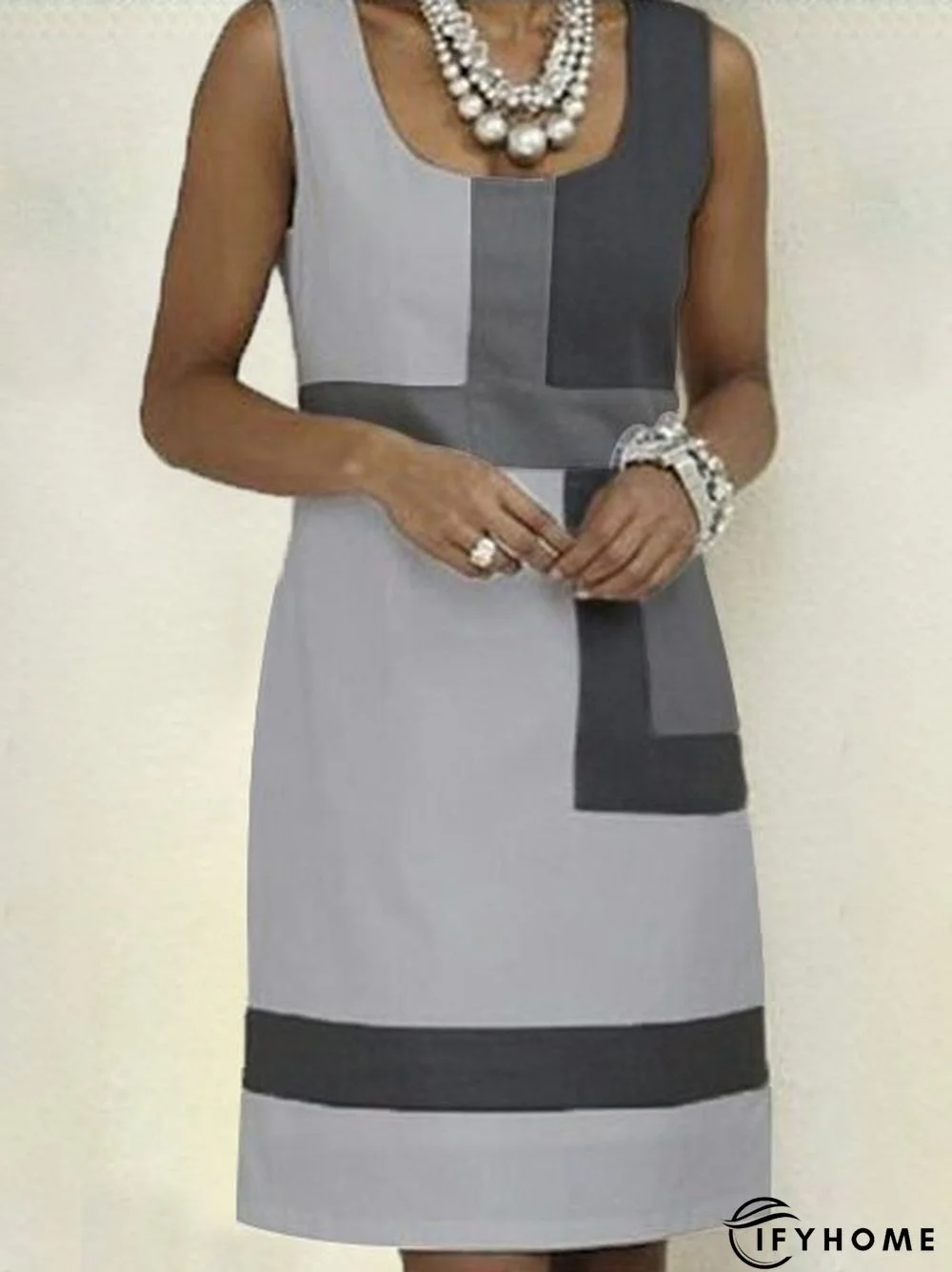 Shift Geometric Sleeveless Weaving Dress | IFYHOME