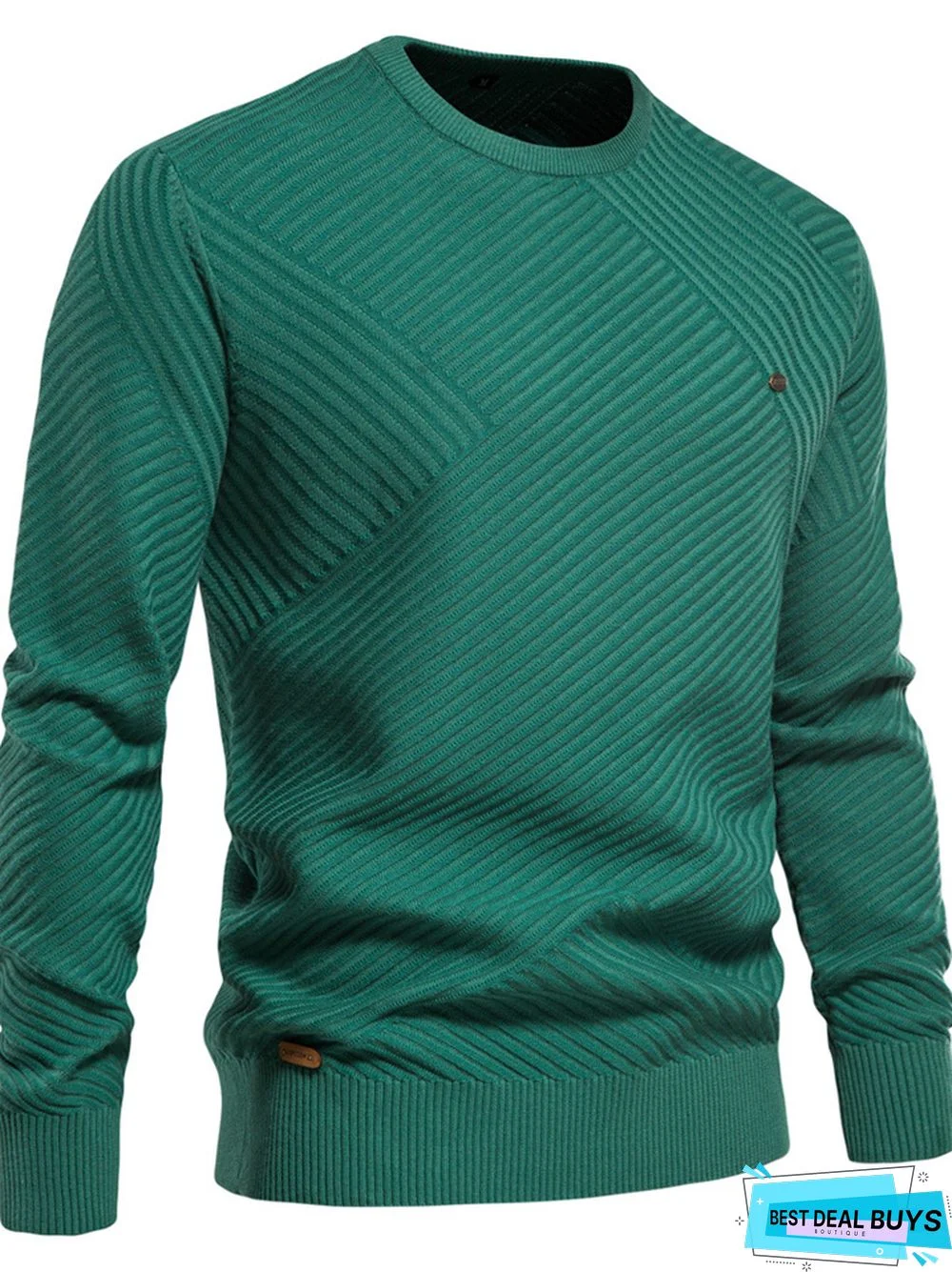Men's Crewneck Solid Color Pullover Knit Sweater