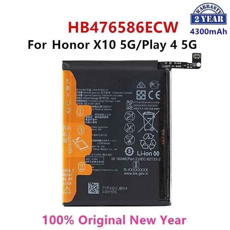 100% Orginal  HB476586ECW 4300mAh Battery For Huawei Honor X10 5G Play4 Play 4 5G Replacement Batteries