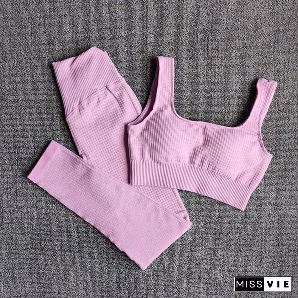 Womens Sportswear Yoga Set Workout Clothes Athletic Wear Sports Gym Legging Seamless