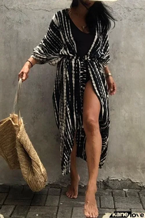 Print Belted Cover Kimono