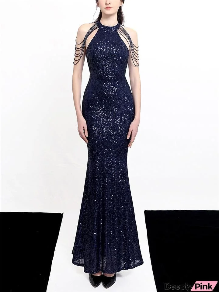 Sequin Halter Neck Mermaid Formal Dresses