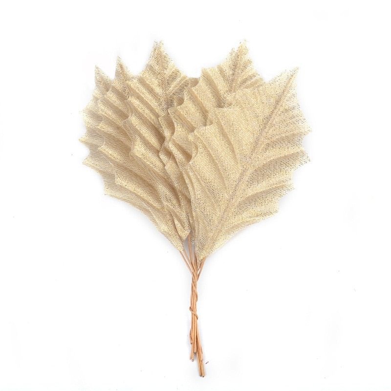 60pcs Artificial Silk Maple Gold Leaves Home Wedding Party Christmas Decoration Accessory Scrapbooking Fake Flower