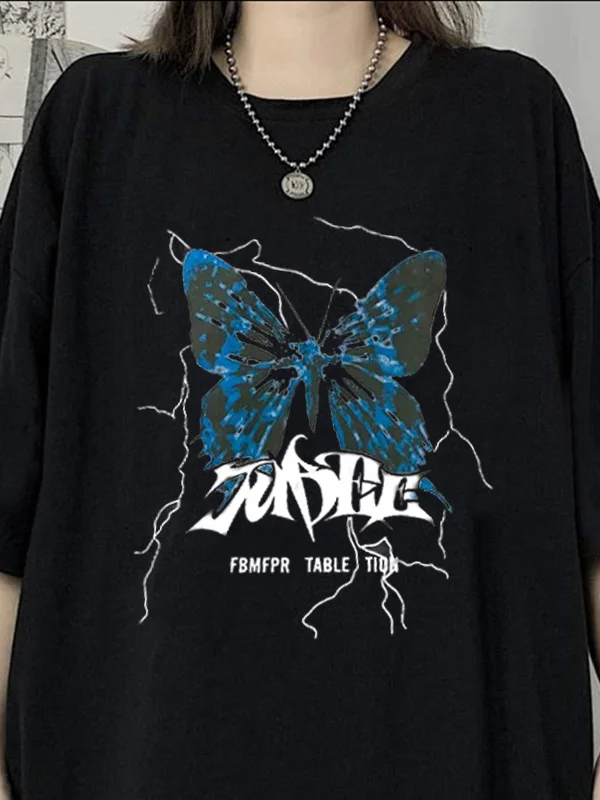 Statement Butterfly Printed Crew Collar T-shirt