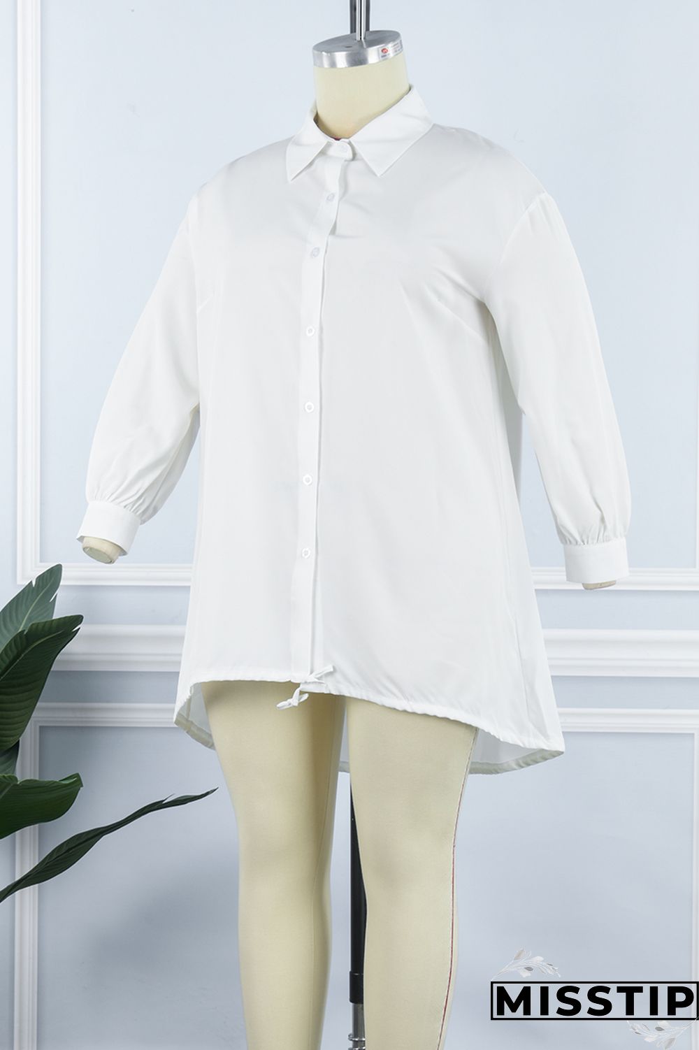Black Casual Plus Size Solid Patchwork Turndown Collar Shirt Dress