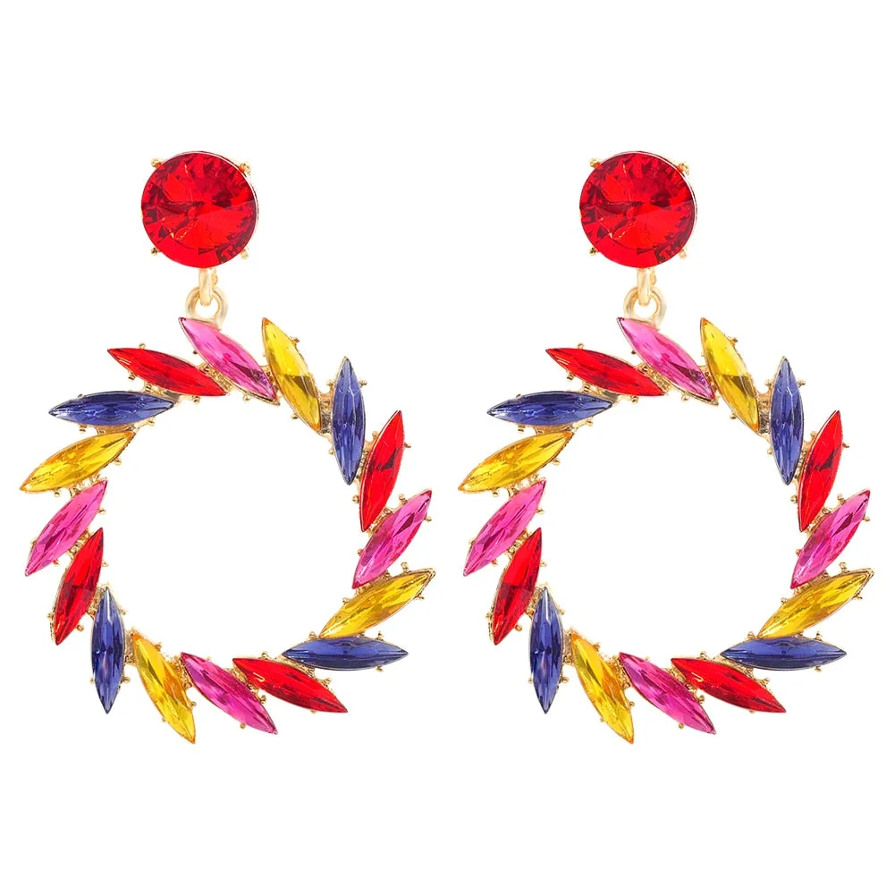 Dvacaman New Arrival Long Colorful Rhinestone Irregular Drop Earrings High Quality Trendy Crystal Pendant Jewelry Gift For Women