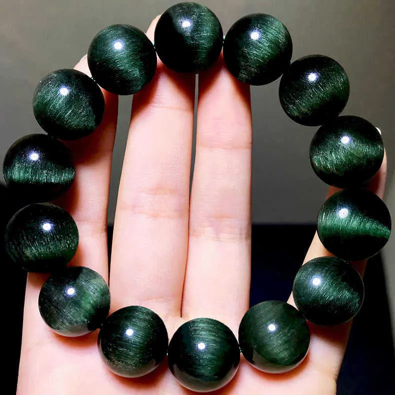 Cat's Eye Green Tourmaline Crystal Bracelet