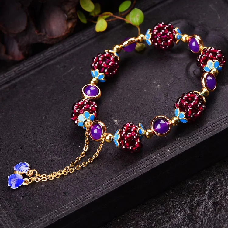 Garnet Tibetan Calm Charm Bracelet