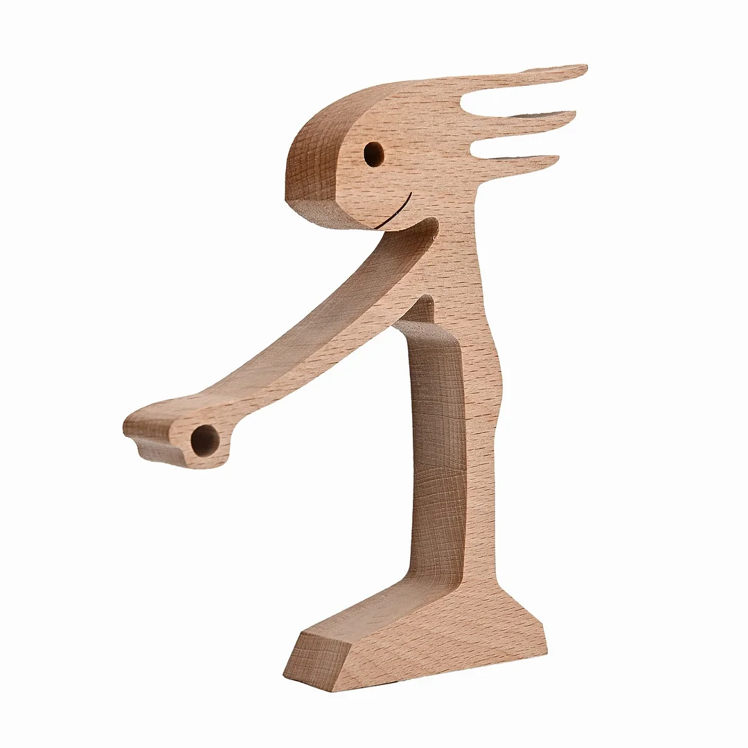 Handmade Wood Dog Decor Sculptures Craft Creative Figurine Ornement Decoration For Bedroom Home Office Decor Gift Natural