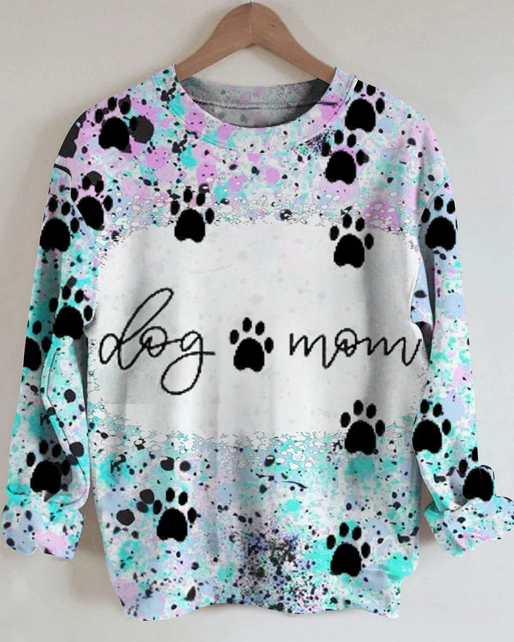 Dog Mom Round Neck Long Leeve Mom Sweatshirt
