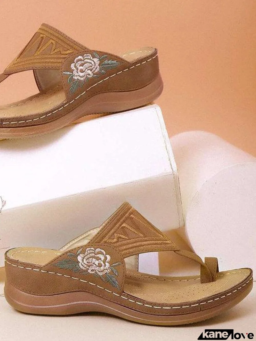 Embroidery Orthopedic Comfy Flip Flop Sandals