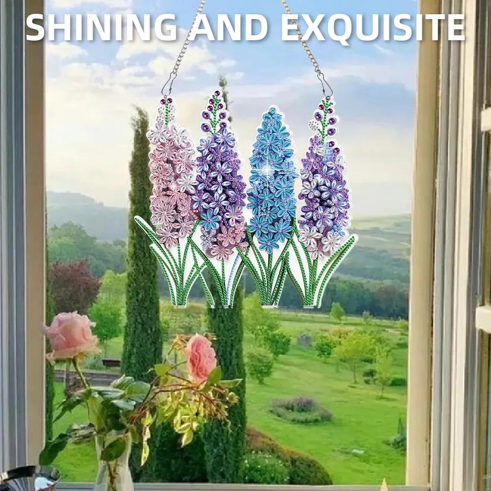 Lavender 2D Flat DIY Hanging Diamond Art Kits Window Hanging Art for Home Decor