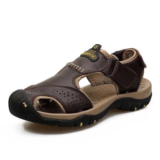 2021 Genuine Leather Men sandals Summer New Large Size Men Sandals Men's casual shoes Fashion Sandals Slippers Big Size 38-47