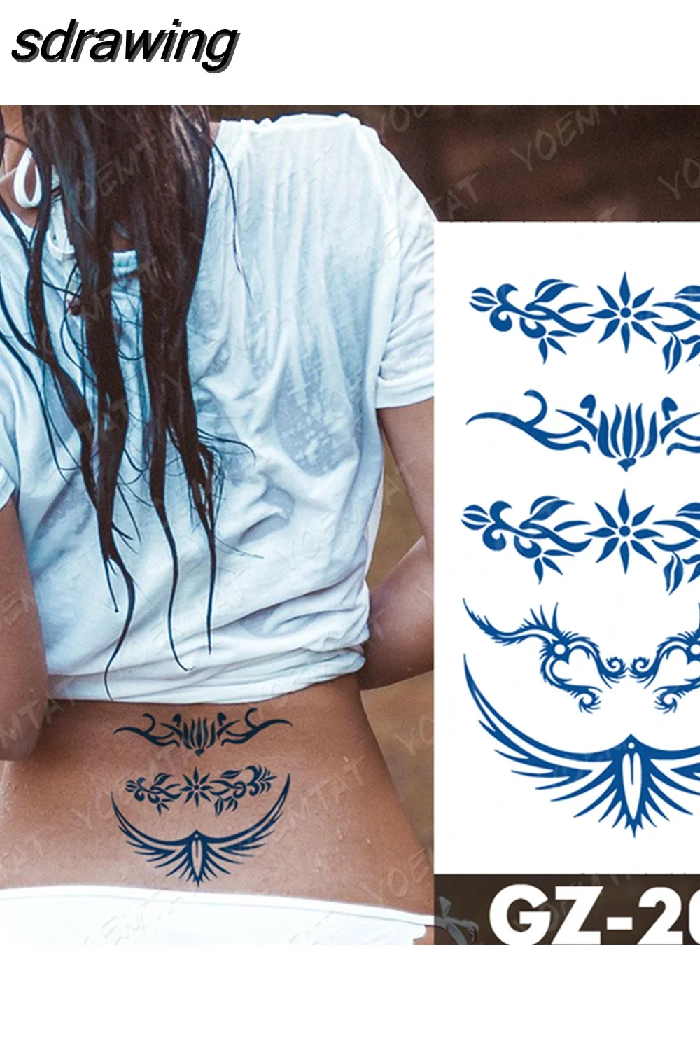 sdrawing Ink Tattoos Body Art Lasting Waterproof Temporary Tattoo Sticker Rose Flower Pearl Tatoo Arm Fake Butterfly Peony Tatto