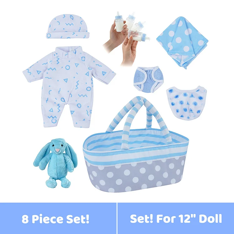 [Suitable for 12'' Boy] Time-Limited Offer! Dollreborns® Adoption Reborn Baby Essentials-8pcs Gift Set