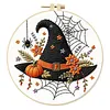 Embroidery Starter Kit with Pattern Halloween Witch Hat Magic Cauldron 2Pcs tapestrymarket