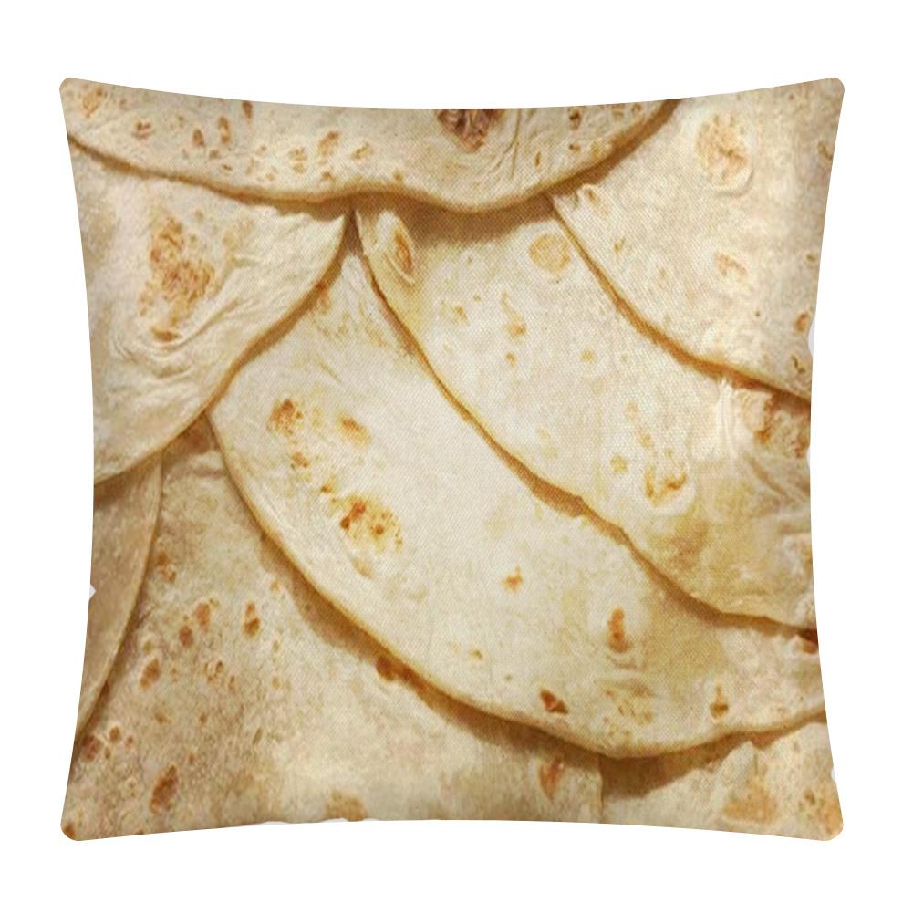 

Snack Tortilla Pattern Linen Pillowcase Square Pillow Cover for Home (4, 501 Original