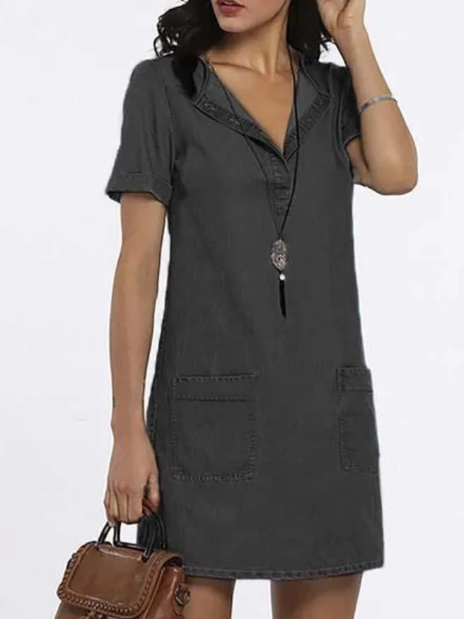 Women's V-neck Short Sleeve Midi Dress