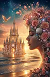 Luxury AB Velvet Diamond Painting Kit - Castle by the Sea