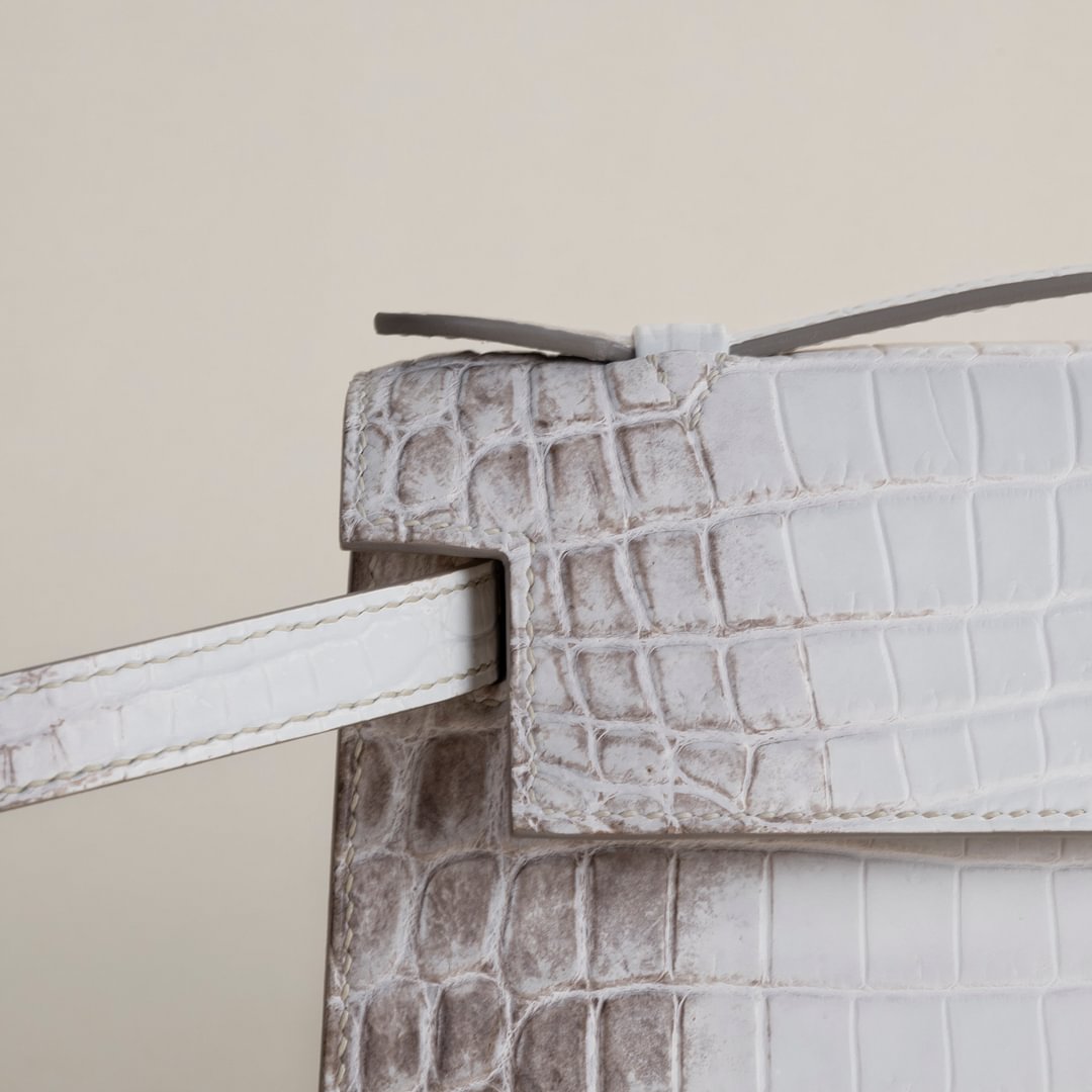 Kelly pochette Matte Niloticus Crocodile 01 Himalayan PHW