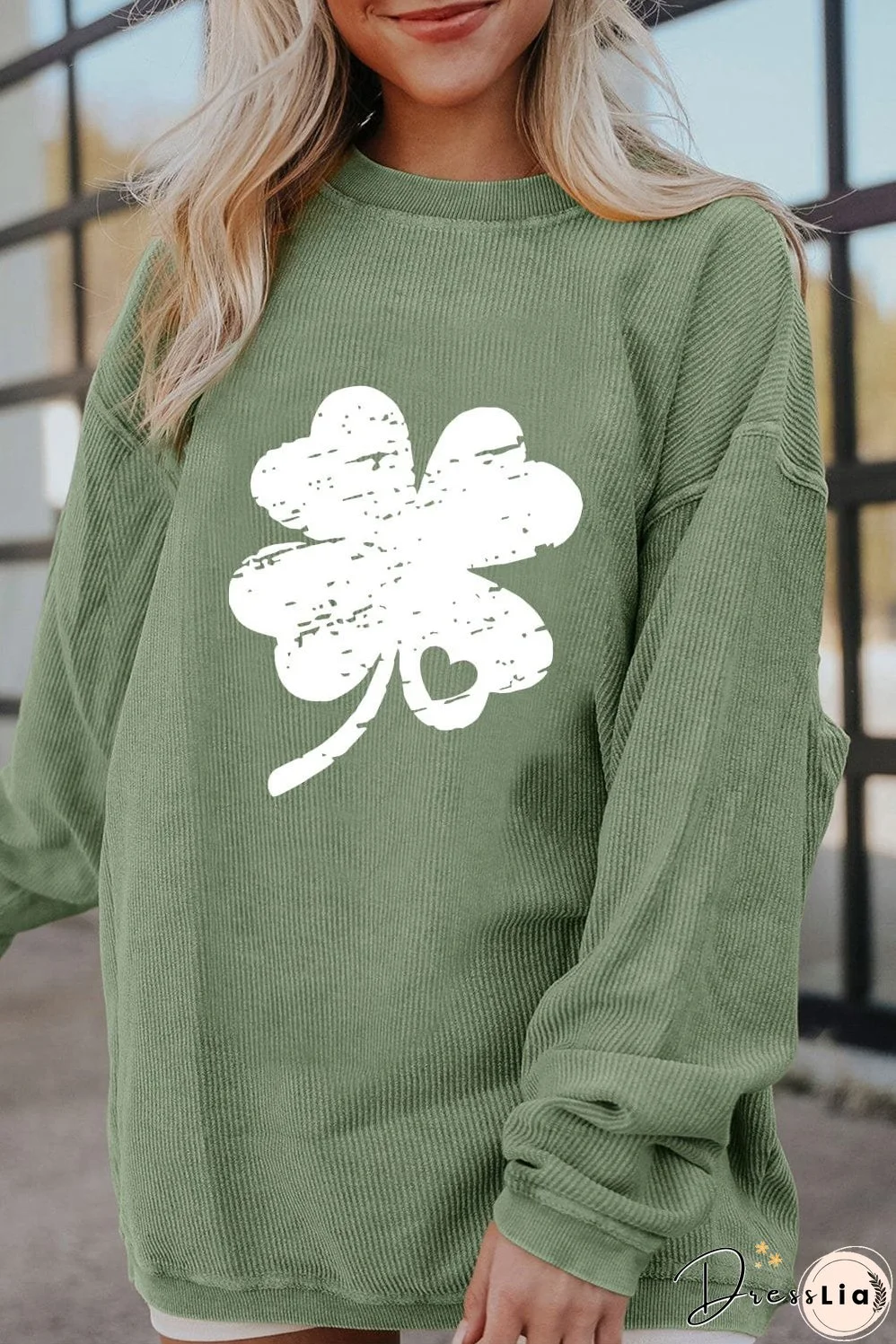 Sage Green Clover Sweatshirt