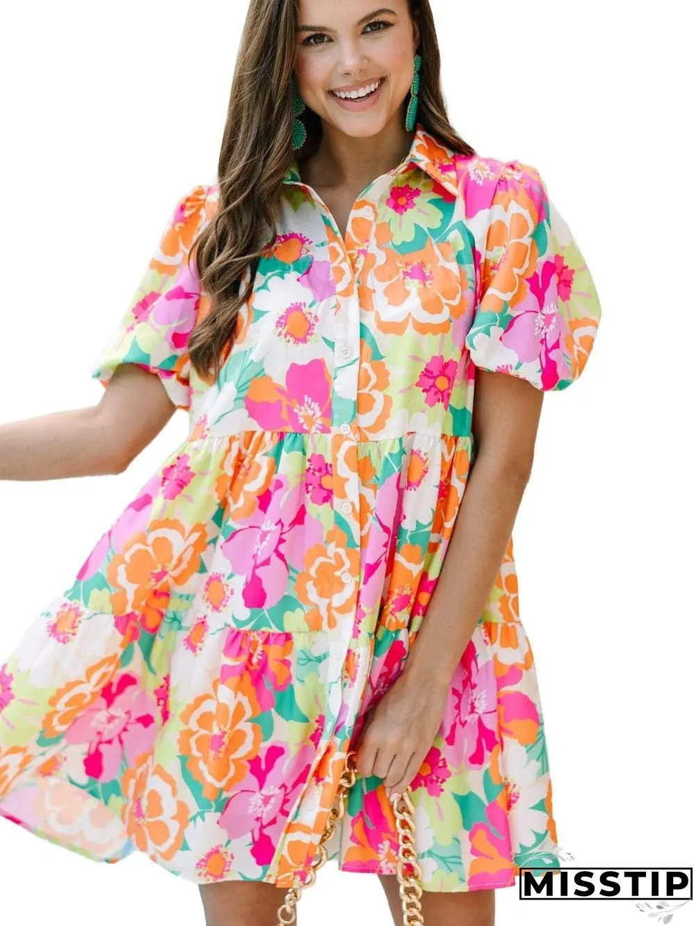 Charming Floral Print Dress