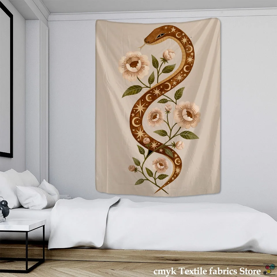 Tarot Tapestry Wall Hanging Astrology Sun Moon Goddess Star Plant Flower Bohemian Witchcraft Home Decor