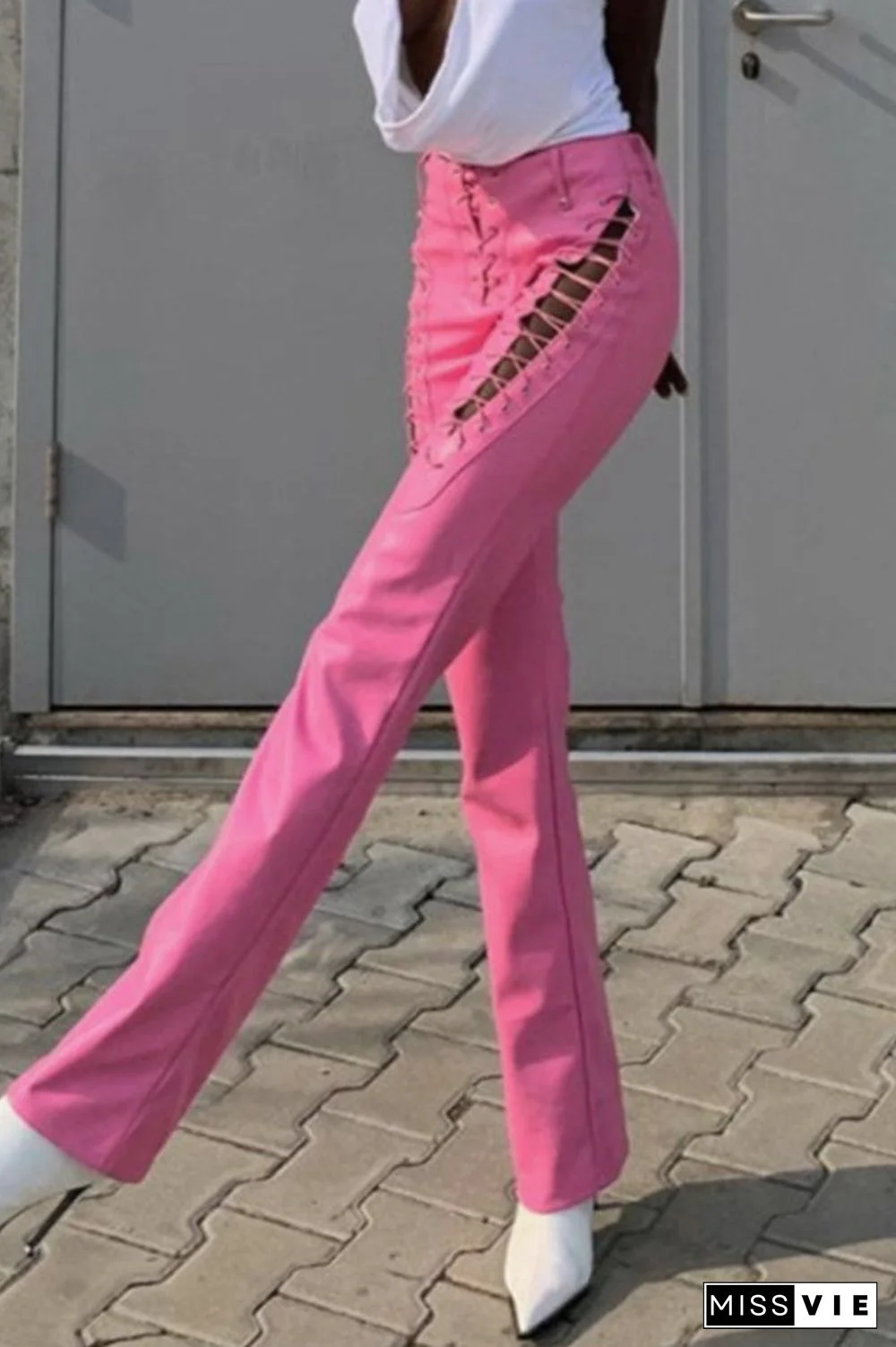 Sexy Solid Frenulum Regular Mid Waist Pencil Solid Color Bottoms