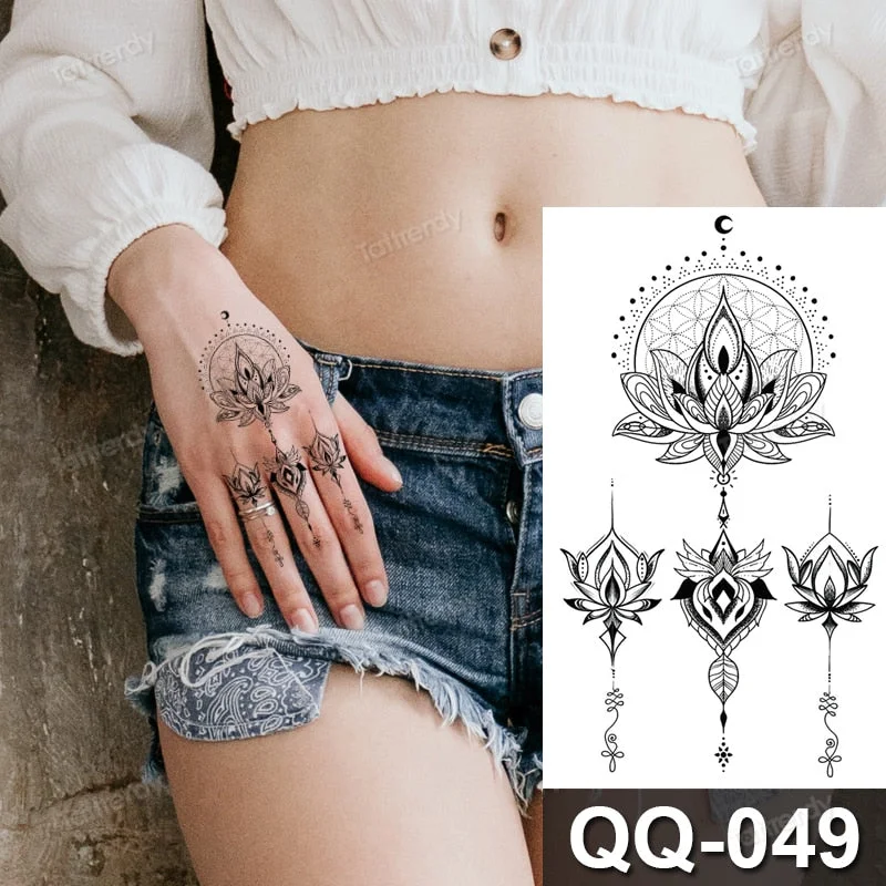 Waterproof Temporary Tattoo Sticker Tiger Lion King Compass Pattern Fake Tatto Flash Tatoo Small Body Art for Kids Women Men