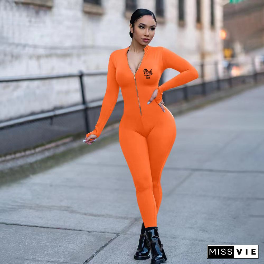 Activewear Long Sleeve Bodycon One Piece Jumpsuit