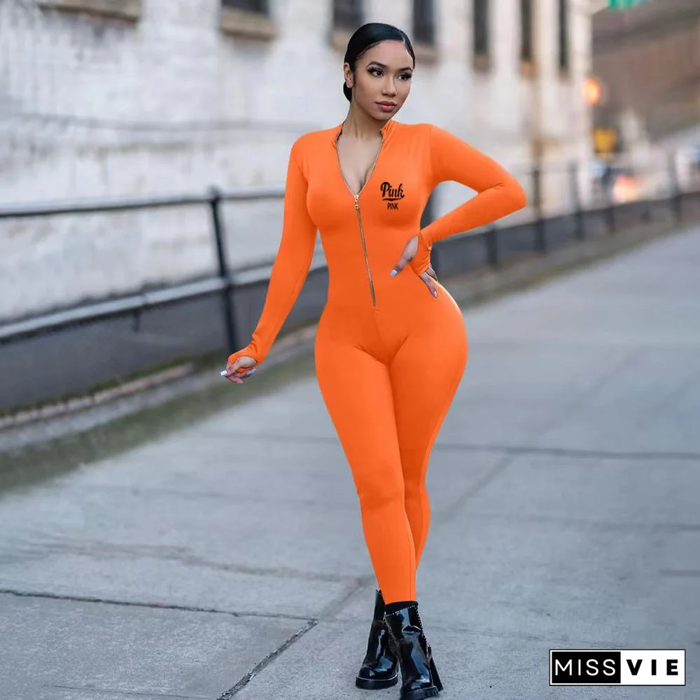 Activewear Long Sleeve Bodycon One Piece Jumpsuit