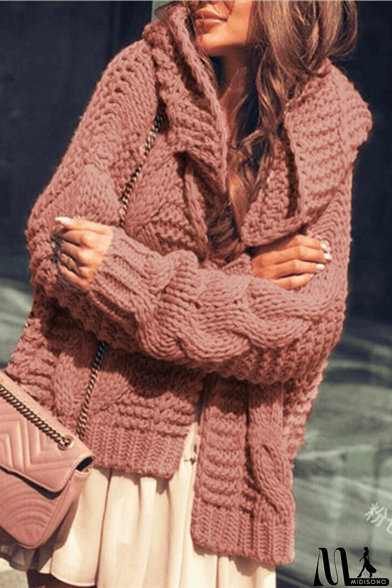 MidiSono - Casual Solid Split Joint Hooded Collar Tops