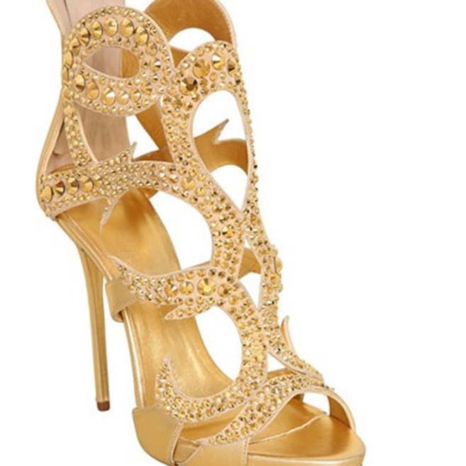 VCSHOES Wedding Embellished Rhinestone Cutout Sandals