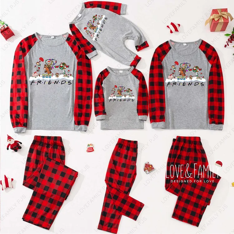 Toy Story Friends Christmas Buffalo Plaid Family Pajamas(Gray)