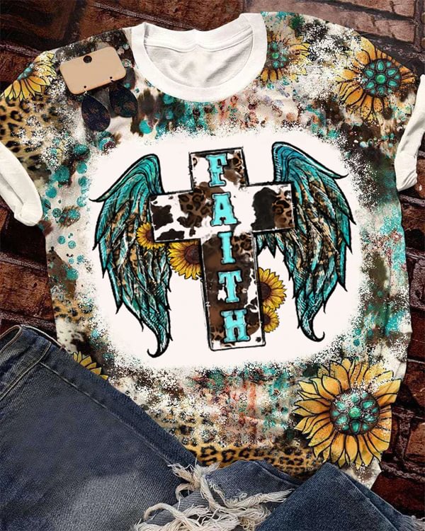Western Wings Cross Faith Bleached T-Shirt