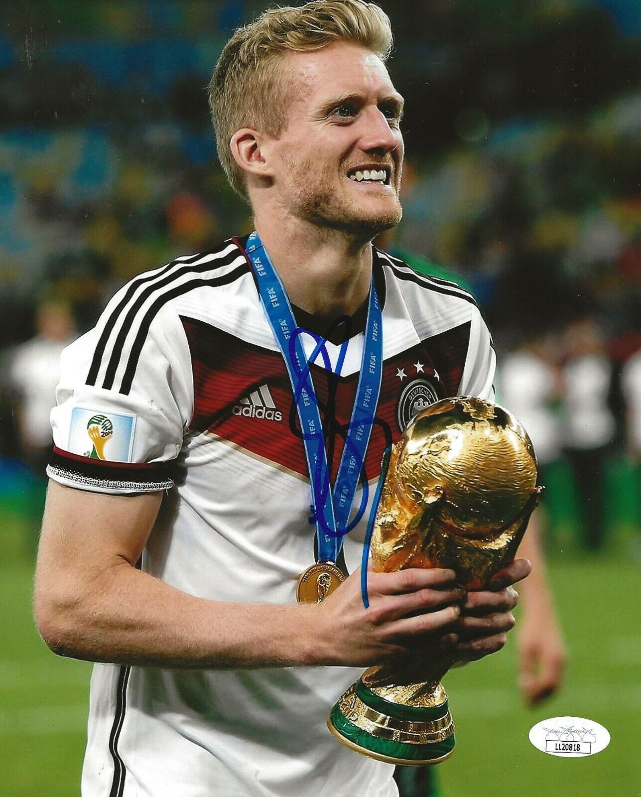 Andre Schurrle signed 2014 Germany World Cup Trophy 8x10 Photo Poster painting autographed JSA